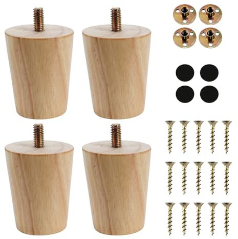 HO2NLE 4PCS Pieds de Meuble Bois de Rechange 6cm Pieds de Canapé en Bois pour Canapé Lit Tiroir Fauteuil Table de Nuit Armoire