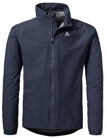 Schöffel Herren Jacket Style Lurbek MNS, wasserdichte Regenjacke mit radspezifischer Passform, Fahrradjacke mit Rückentasche, atmungsaktiv, navy blazer, 58