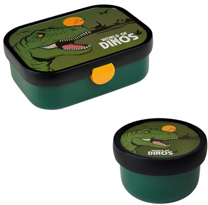 Mepal | Kinder Obst- und Bento Box | Campus meets Fruits | Spülmaschinenfest & BPA-frei | 300 & 750 ml | Mit Fächern, Gabel & Clip-Verschluss | Perfekt für Snacks & Mahlzeiten | Dino