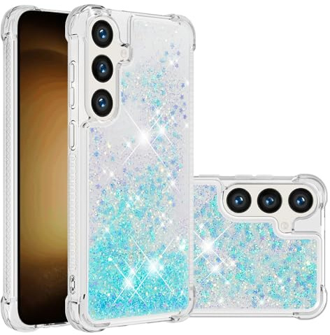 IMEIKONST Glitzer Hülle für Samsung Galaxy S25 Plus Handyhülle Flüssig Treibsand Schuzhülle Bling Giltter klar für Mädchen Stoßfest TPU Bumper Silikon Case für Samsung S25+. Star Blue YBW