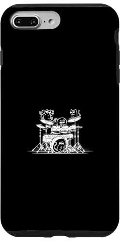 Coque pour iPhone 7 Plus/8 Plus Ensemble de batterie pour chat - Batteur pour chat - Musicien - Joueur de batterie