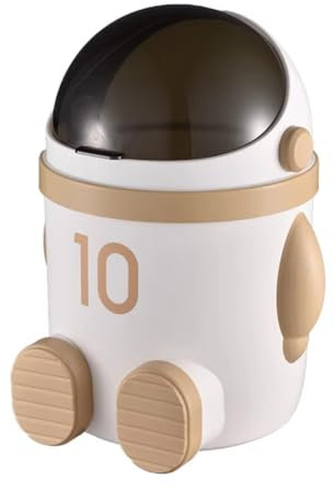 Osmond Mülleimer mit Deckel und Astronautenmotiv, Großes Fassungsvermögen, Ideal für Wohnzimmer und Schlafzimmer - Stilvolle Wohndekoration, Hellbraun