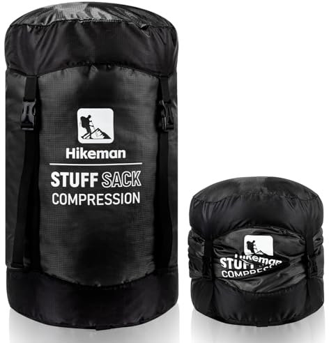 HIKEMAN Compression Stuff Sack for Sleeping Bag - Lightweight Compression Bag,Water-Resistant Sleeping Bag Stuff Sack for Camping Outdoor Hiking Backpacking Travelling (Black, XL)