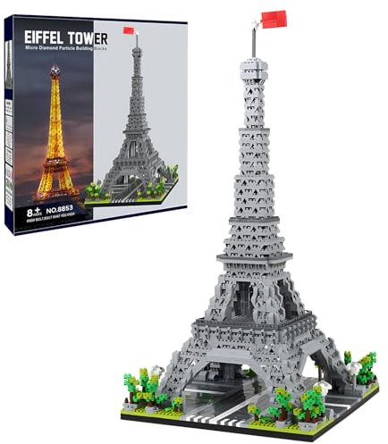 CSNRHG Paris Eiffelturm Weltberühmte Architekturmodell Micro Bausteine Set 3350 Stücke 3D Puzzle Spielzeug Geschenke für Kind und Erwachsene