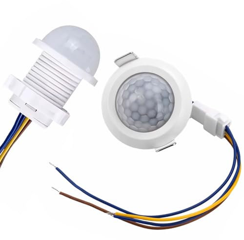 Rosfix Détecteur de Mouvement PIR 230V 20mm – Allumage Automatique 40s | Capteur Crépusculaire | 110° 6m | Pour Éclairage LED ou Classique | Accessoire Électrique
