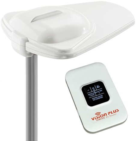 Vision Plus Status 570 Directional TV & Wi-Fi Antenna with 4G Router for Caravan, Campervan & Motorhome - White