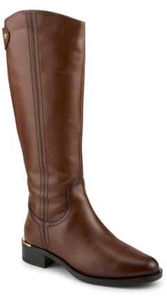 Pavers Leather Standard Calf Fit Long Boots - Dark Tan Size 8