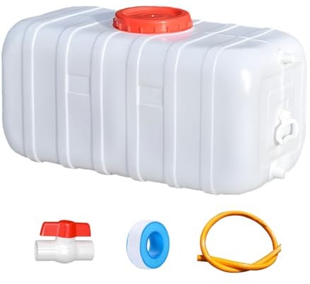 CZXMD Bidon Eau avec Robinet,Bouteille à Boire Portable Blanche Haute Capacité Bidon Alimentaire,Plastique HDPE de Qualité Reservoir Eau,pour Maison, Camping et Camping Car(Size:50L)