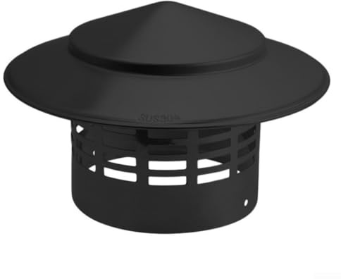 Stainless Steel Chimney Cowl Bird Guard Mesh Protector Flue Pipe Cover Rain Snow Umbrella Cap Vent Top Exhaust Tube End Black Rust Resistant 75mm 110mm 160mm 200mm for Roof Vents(160mm)