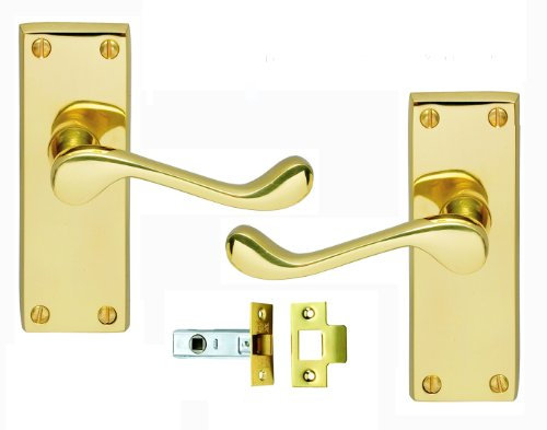 Victorian Scroll Brass Door Handle & Latch Set: 3 Pairs of Brass Lever Door Handles With Tubular Mortice Latch Sets