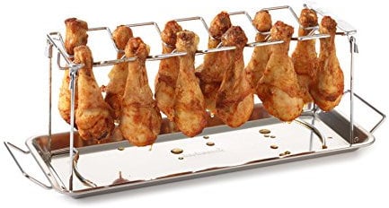 Barbecook Kippenvleugelhouder - Soporte de allá, 33 x 10 x 16 cm, Color Plateado