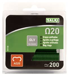 SALKI - Grapas para Cercas Ω20, Blíster de 200 Grapas Anilladas Galvanizadas, Diámetro 2mm, Color Verde