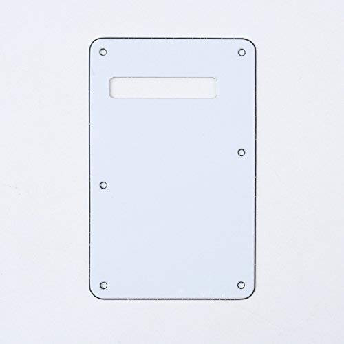 Musiclily 6 Hole Strat Back Plate Tremolo Spring Cover for Fender USA/Mexican Standard Stratocaster Modern Style Electric Guitar, 3Ply White