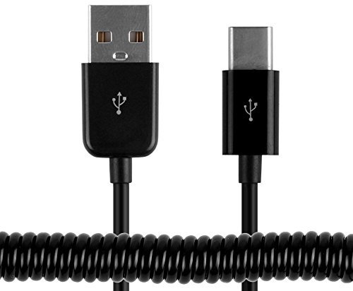 JSER - Cavo dati USB 3.1 tipo C a USB a spirale a molla da 3 m, colore: Nero