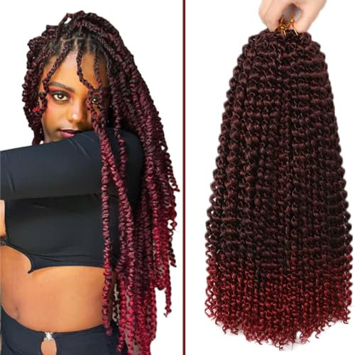 Passion Twist Hair, 7 Packs 46cm Water Wave Crochet Tresses for Long Bohemian Hair Tresse Cheveux ShowJarlly Passion Twist Tressage Cheveux Extensions de cheveux synthétiques（18inch，T1B#BUG）