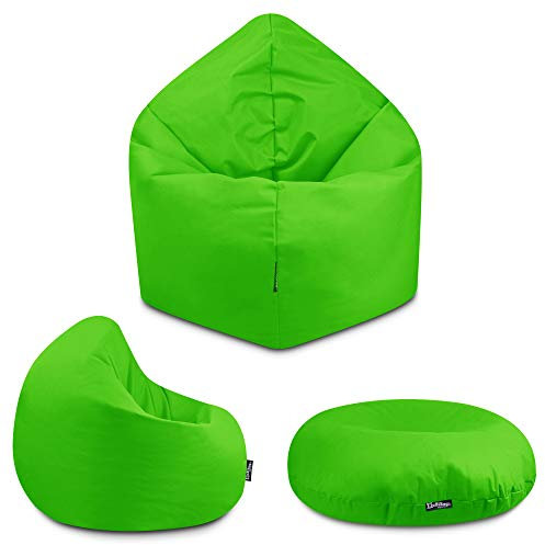 BuBiBag - 2in1 Sitzsack Bodenkissen - Outdoor Sitzsäcke Indoor Beanbag in 32 Farben und 3 Größen - Sitzkissen für Kinder und Erwachsene (100 cm Durchmesser, Apfelgrün)