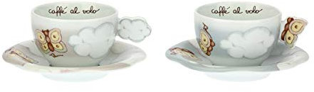 THUN ® - Set 2 Tazze Medie - Linea Pioggia di Colori - Porcellana - 160 ml - ø 9 cm