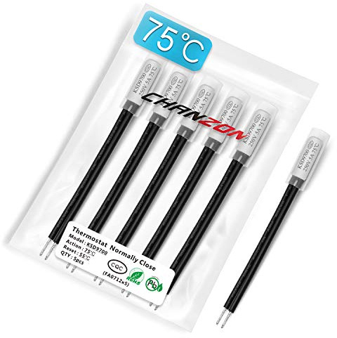 Chanzon 5pcs 75℃ Thermostat KSD9700 Thermoschutz Temperaturregler Öffner 75 Grad 250V 125V 5A