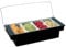 Chabrias Ltd Plastic Condiment Dispenser with Clear Lid – Multi-Compartment Countertop Holder for Garnishes, Pizza Toppings, and Cocktail Ingredients (4 Compartment)