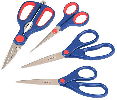 WORKPRO Scheren-Set, Edelstahlklingen, geformter Kunststoff, Mehrzweck-Schneiden