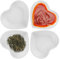 SCSpecial - Juego de 4 cuencos de cerámica con forma de corazón para salsas de 3 pulgadas, platos para aperitivos, color blanco