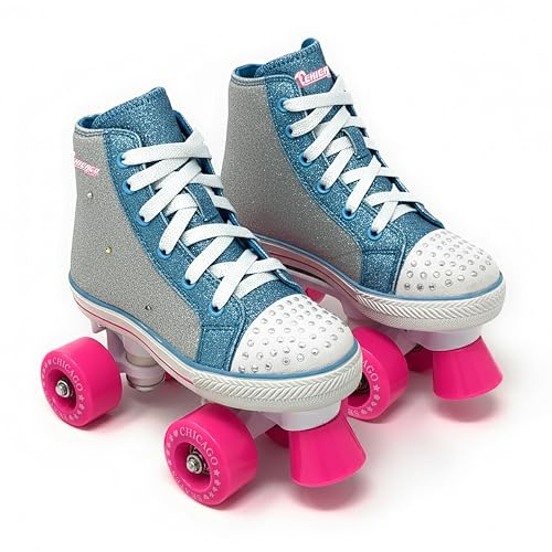 Chicago Skates Light Up Kids Roller Skates Girls - 4 Size Adjustable Roller Skates, Durable Top Performance with Front Stopper,54mm Urethane Wheels, Comfortable, Smooth Rolling, Indoor Outdoor, Age 3+