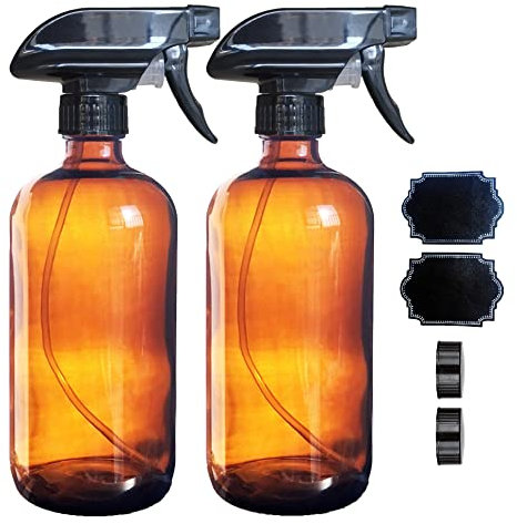 Botella de aerosol de vidrio de 2 piezas 16 oz 500 ml con etiquetas, contenedor de aerosol para perfumes de aceites esenciales