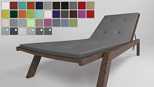 Rollmayer Sitzkissen für Sonnenliege mit Steppung Auflage Polster für Gartenliege Liegestuhl Strandliege Kollektion Vivid (Silbergrau 31, 190x54x4cm - 2er Set)