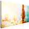 decomonkey Bilder Buddha 120x40 cm 1 Teilig Leinwandbilder Bild auf Leinwand Vlies Wandbild Kunstdruck Wanddeko Wand Wohnzimmer Wanddekoration Deko Zen Orient Lilie Blumen