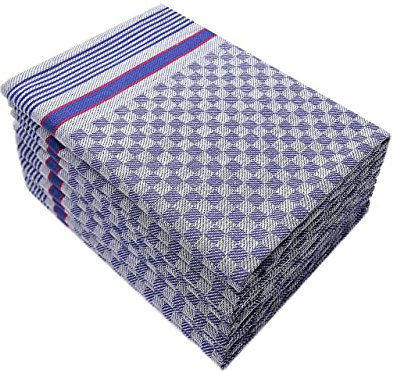 Merkanta Grubentücher 10er Set Premium aus 100% Baumwolle, 45 x 90 cm, blau - weiß kariert, super saugfähig, waschbar bei 95 Grad und trocknergeeignet