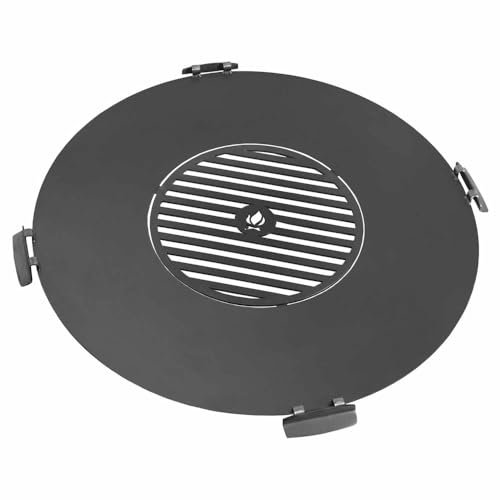 Cooking Grillplatte mit Rost aus Stahl Grill - Ø 102cm - 3mm stark - Der runde Rost hat Vier passende Griffe…