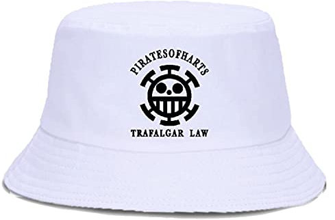 WANHONGYUE Anime One Piece Monkey D Luffy Fischerhut Anglerhut Unisex UV Schutz Sonnenhut Sommer Faltbar Bucket Hut Strand Mütze Weiß/2