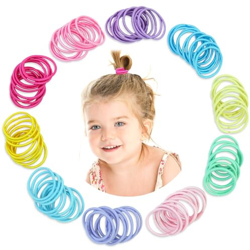 Hanyousheng Elastische Haargummis für Mädchen, Kinder, Baby , 320 Teile, , 10 Farben, , 2,5 cm Durchmesser x 2 mm Dicke