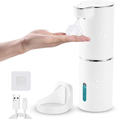 LAOPAO Dispenser Sapone Automatico con Sensore Infrarossi, a Parete, Ricaricabile USB, 3 Livelli di Dosaggio, 300 ml, per Cucina e Bagno