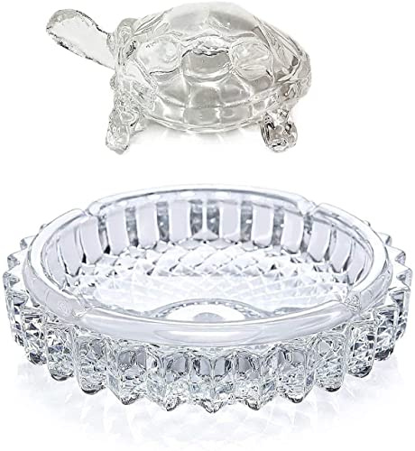 Kristallglas-Schildkröte mit Teller für Glück Feng Shui | Vastu Feng Shui Glaskristall Schildkröte