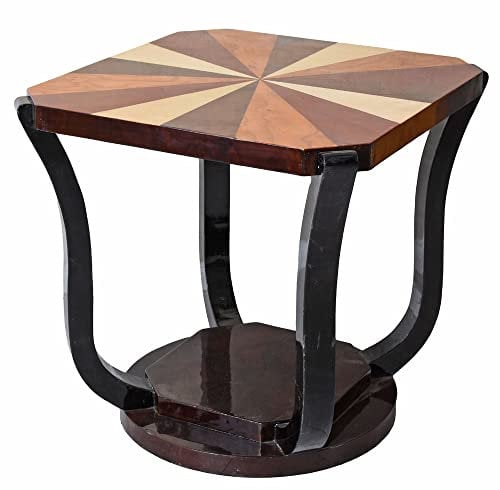 Art Deco Couchtisch „Bauhaus Villa“ – Hochglanzpolierter Wohnzimmertisch mit Holzintarsien im Stil der 20er Jahre cat013 Palazzo Exklusiv