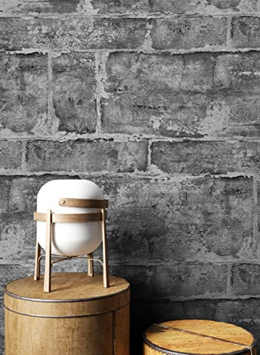 NEWROOM Tapete Anthrazit Vliestapete Stein - Steintapete Industrial Schwarz Grau Ziegel Klinker Glamour inkl. Tapezier-Ratgeber