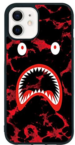 FANXI Marble Phone Case iPhone 12 Mini - Shockproof Protective Cute Cool Bape Phone Case Designed for iPhone 12 Mini 5.4 Inch Case for Man Boy Girls Women Red Black