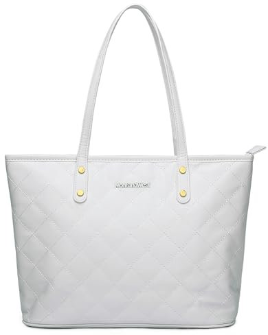 Montana West Gesteppte Handtasche für Frauen Tote Geldbörse Schultertasche Große Mode Hobo Geldbörse, Weiß gesteppt, Large