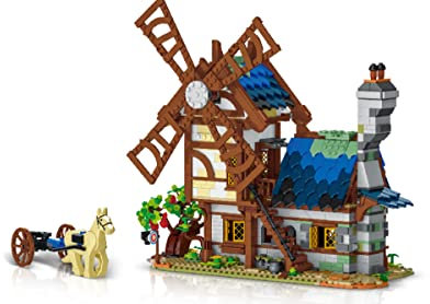BlueBrixx Pro 104320 – Mittelalterliche Stadt - Windmühle aus Klemmbausteinen mit 1824 Bauelementen. Kompatibel mit Anderen Klemmbausteinen. Lieferung in Originalverpackung.