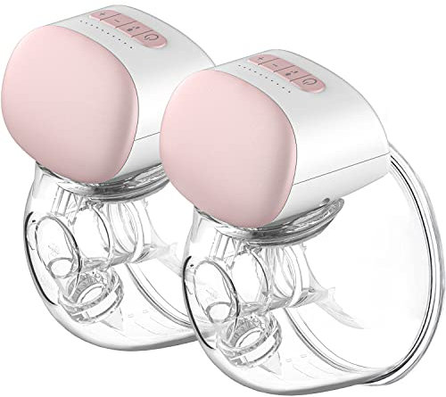 IKARE Wearable Double Breast Pump Hands Free, Pain Free Portable Electric Breastfeeding Pump with 3 Mode & 10 Levels, Rechargeable Milk Pump for Travel & Home, 19mm/24mm/28mm Flange, Super Quiet