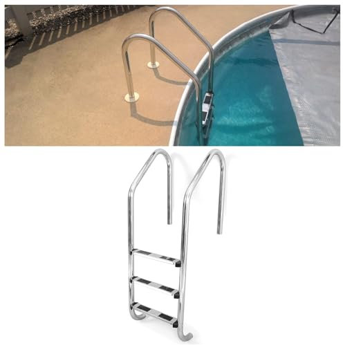 HECASA In-Ground 3 Step Swimming Pool Ladder with Anti-Slip Pads for Indoor/Outdoor Pool Stainless Steel