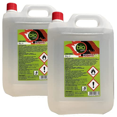 2 Pezzi - Bioetanolo combustibile stufe Bio Sprint 5 litri 99,9% inodore no fumo naturale no zolfo