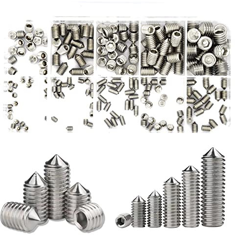 Skyzone 200 Stück Madenschrauben Sortiment Set, M3/M4/M5/M6/M8 Innensechskantschrauben Set, Edelstahl mit Sechskantschrauben zur Befestigung von Türgriffen Wasserhähnen