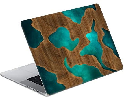 Head Case Designs Offizielle Alyn Spiller Aqua Holz Und Harz Vinyl Haut Aufkleber Abziehbild Abdeckung kompatibel mit MacBook Pro 14 A2442