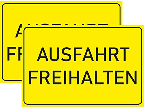 INDIGOS UG - Schilder - 400x300 mm - Schild 2 Stück XL - Ausfahrt freihalten - Aluverbundplatte - für Garage, Hotel, Parkplatz, Schule, Carport, Firma