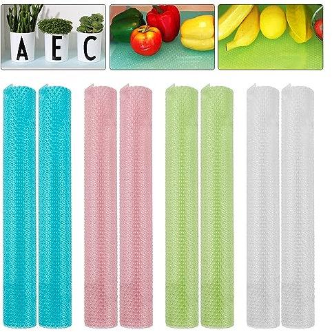 8 PCS Refrigerator Liners 30 x 45 cm EVA Refrigerator Mats, Washable Refrigerator Pad, Non Slip Can Be Cut Fridge Shelf Liner, Waterproof Fridge Pads Mat Drawer Table Placemats