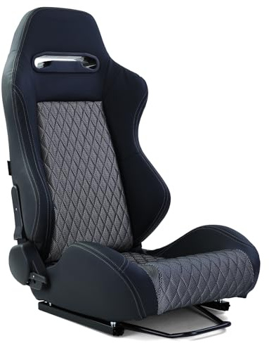 Sportsitz Halbschalensitz Spielekonsole Sim Racing Schwarz Silber mit Rauten