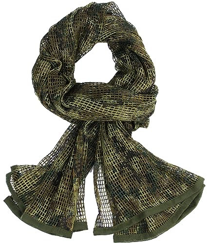 Tongcamo Netzschal Camo Schal für Sport Wargame Freizeit und andere Outdoor Aktivitäten Tarnnetz Schal Tarnschal Tarnung (Woodland Digital-(Double-Sided Printing))
