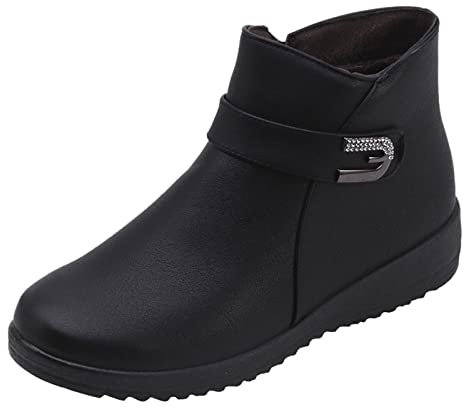 per il tempo libero all'aperto senza lacci da donna stivaletti donna con tacco e plateau stivali sexy stivali corti platform boots stivaletti moto donna Elegante Moda Scarpe Invernali (Nero,37 EU)
